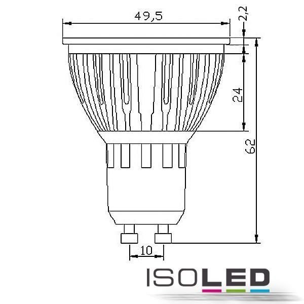 LED Spot GU10 ISOLED 6W (ca. 40W) Glas-COB 450lm 70° warmweiss dimmbar