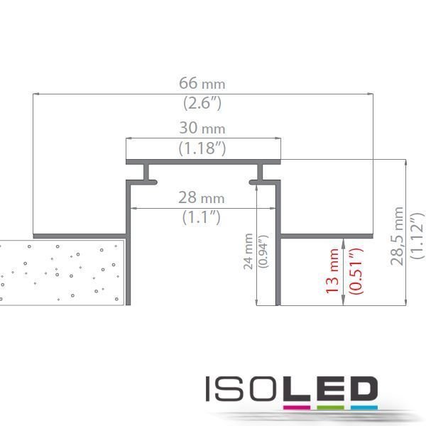 Kanal für 12.5 mm Rigips-Platten zu Profil ISOLED WING/XWAY L=2m