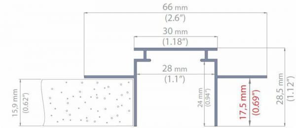Kanal für 15 mm Rigips-Platten zu Profil ISOLED WING/XWAY L=2m