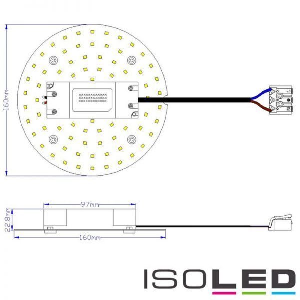 LED Umrüstplatine 160mm mit Magnet ISOLED 12W (ca. 100W) warmweiss