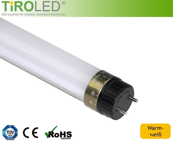 Tube LED T8 TIROLED PRO 60cm 10W 800lm mat blanc chaud
