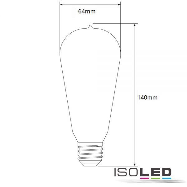 LED Filament Birne ST64 ISOLED E27 8W (ca. 50W) 550lm 2200K dimmbar