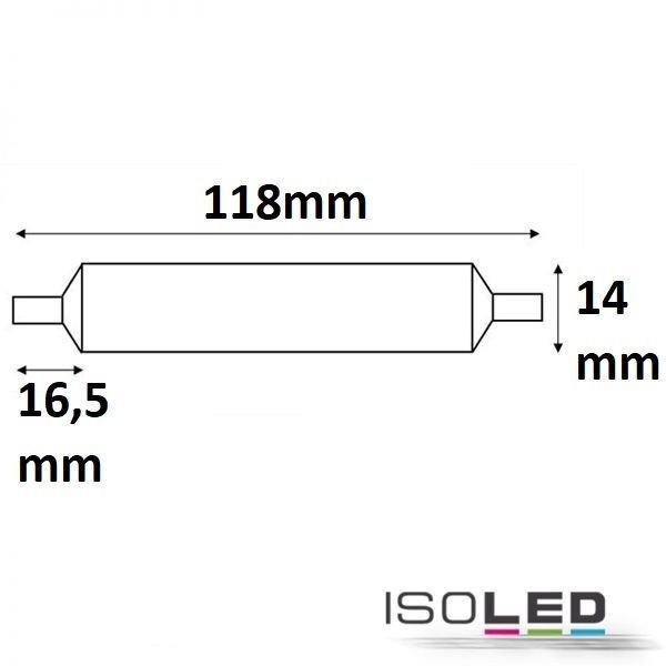 LED Stab R7s ISOLED COB 118mm 9W (ca. 75W) 900lm warmweiss Ø 14mm