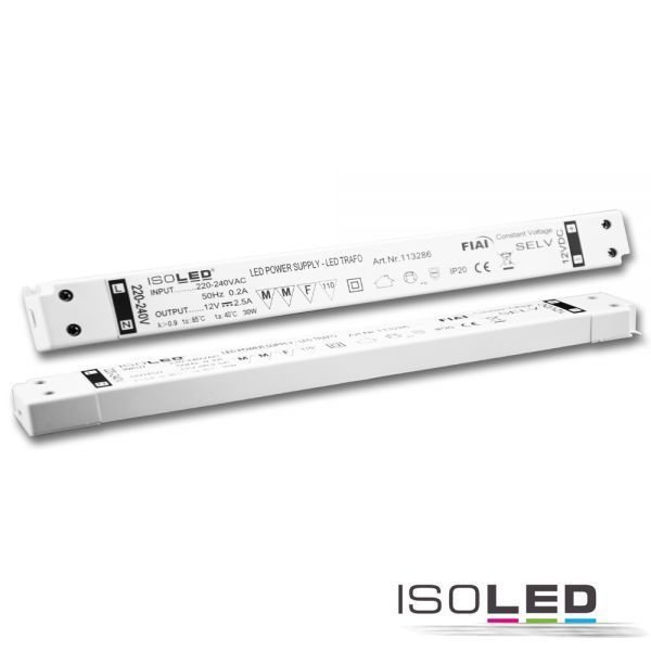 LED Trafo / Netzteil ISOLED 12VDC 0-30W slim nicht dimmbar
