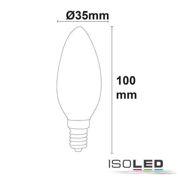 LED Filament Kerze ISOLED E14 4W (ca. 40W) 400lm 3000K klar, 3er Pack