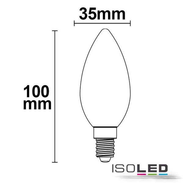 LED Filament Kerze ISOLED E14 2W (ca. 25W) 180lm 2700K matt dimmbar
