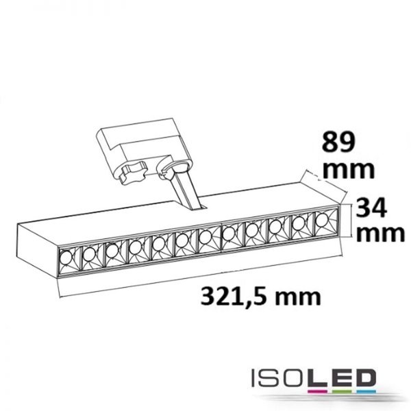 3-Phasen LED Raster-Schienenstrahler weiss 35W (ca. 175W) 45° 4000K CRI90