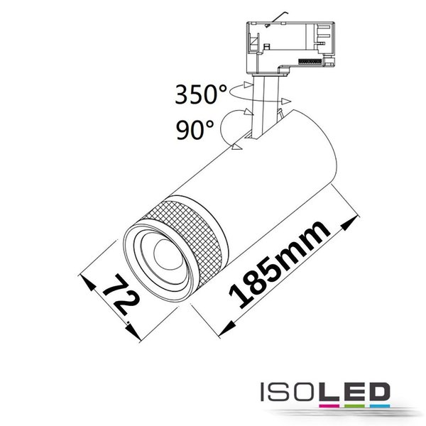 3-Phasen LED Schienenstrahler weiss 24W (ca. 150W) 20-55° 4000K CRI90