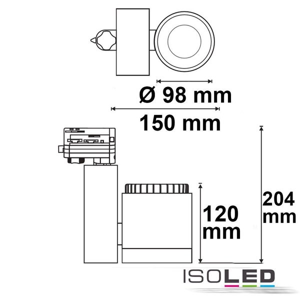 3-Phasen LED Schienenstrahler weiss 30W (ca. 175W) 30-50° 4000K CRI92 dimm.